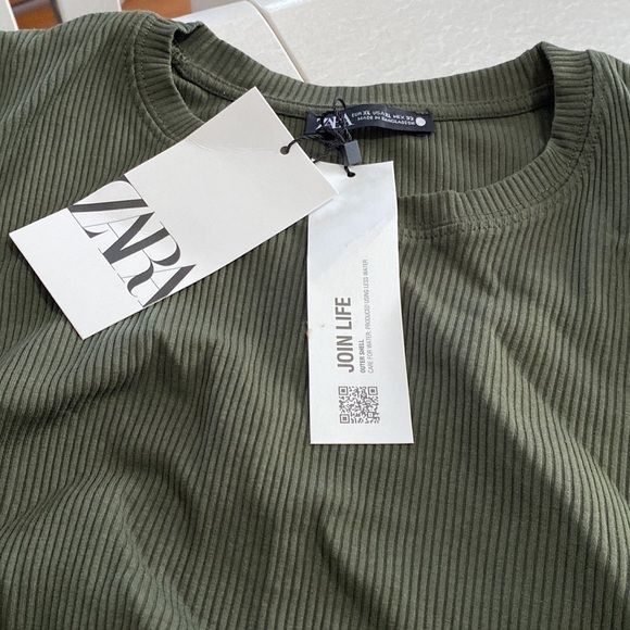 zara RUCHED DRESS KHAKI GREEN SZ L - Picture 13 of 14